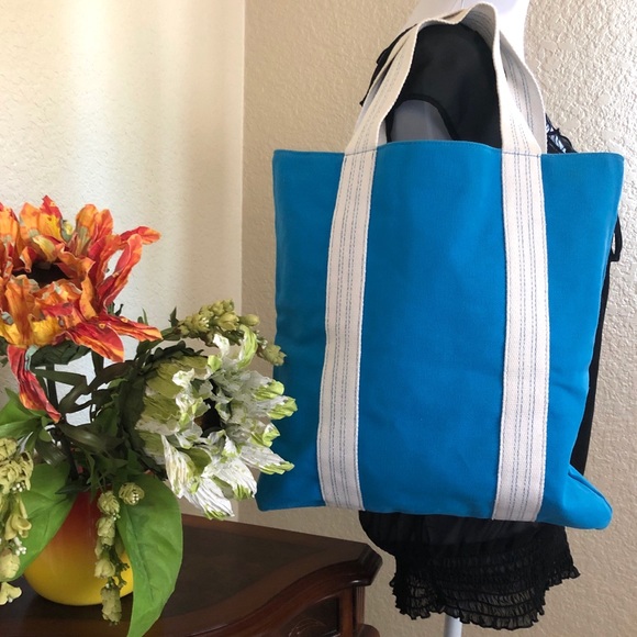 Michael Kors Turquoise Canvas Tote Bag - Picture 3 of 16